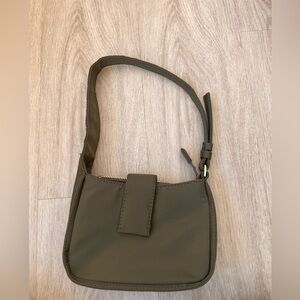 Zara Khaki Green Nylon Shoulder Bag